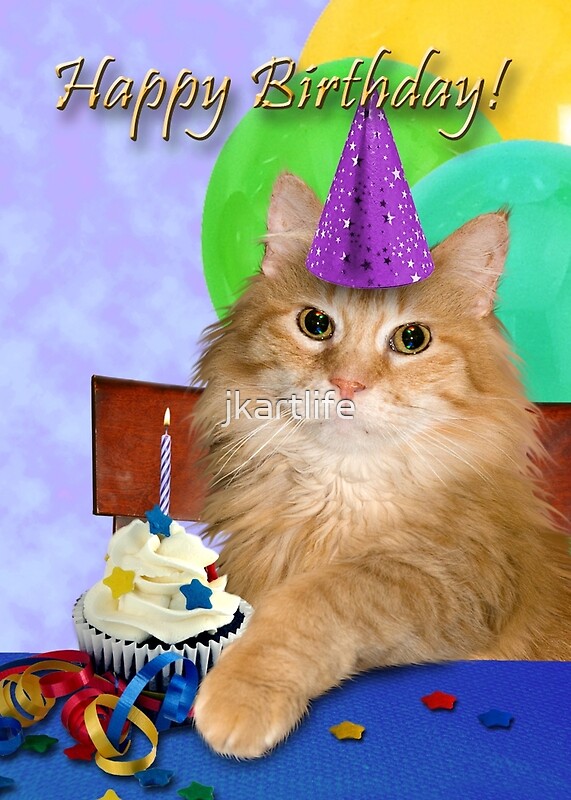 happy birthday from orange tabby kitten