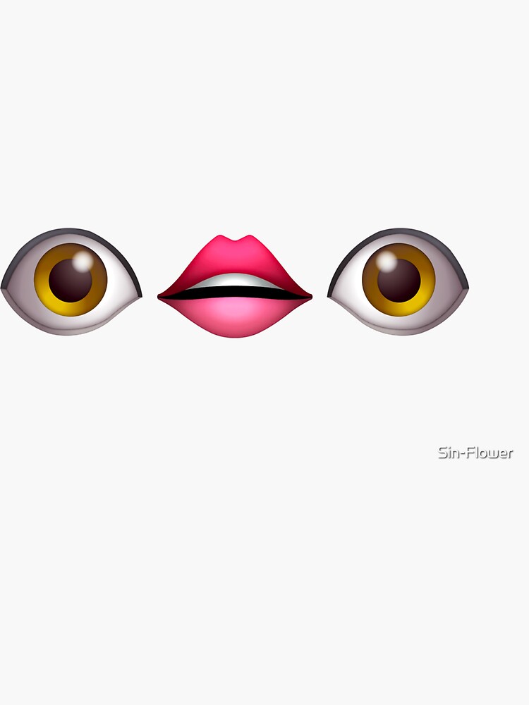 "Eye Mouth Eye Emojis, pink background" Sticker by SinFlower Redbubble