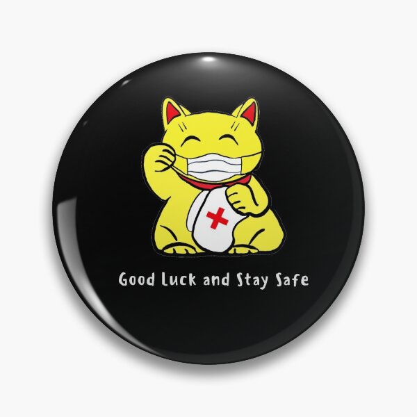 Item preview, Gato enfermera amarillo que dice "buena suerte y mantente a salvo" designed and sold by DekRams.