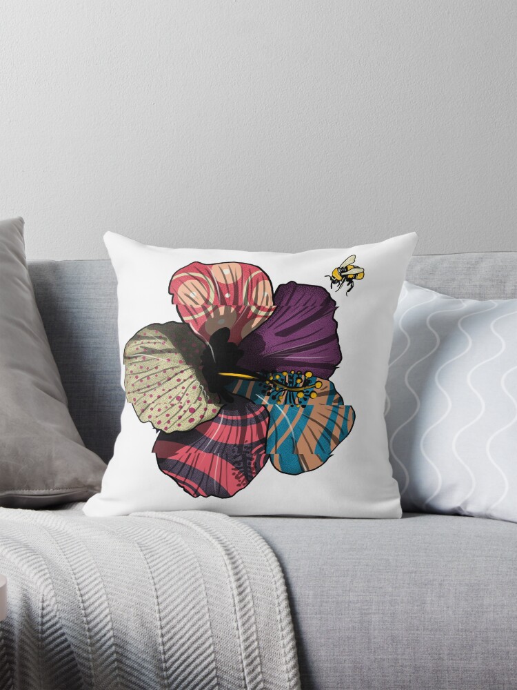 Thumbnail 1 of 4, Pillow, Distorted Hibiscus designed and sold by jerlyn.