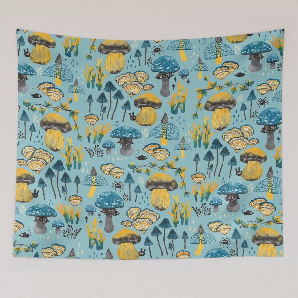 Item preview, Fungi Farmer Land (Mushroom Land) - BLUE designed and sold by janeferwong.