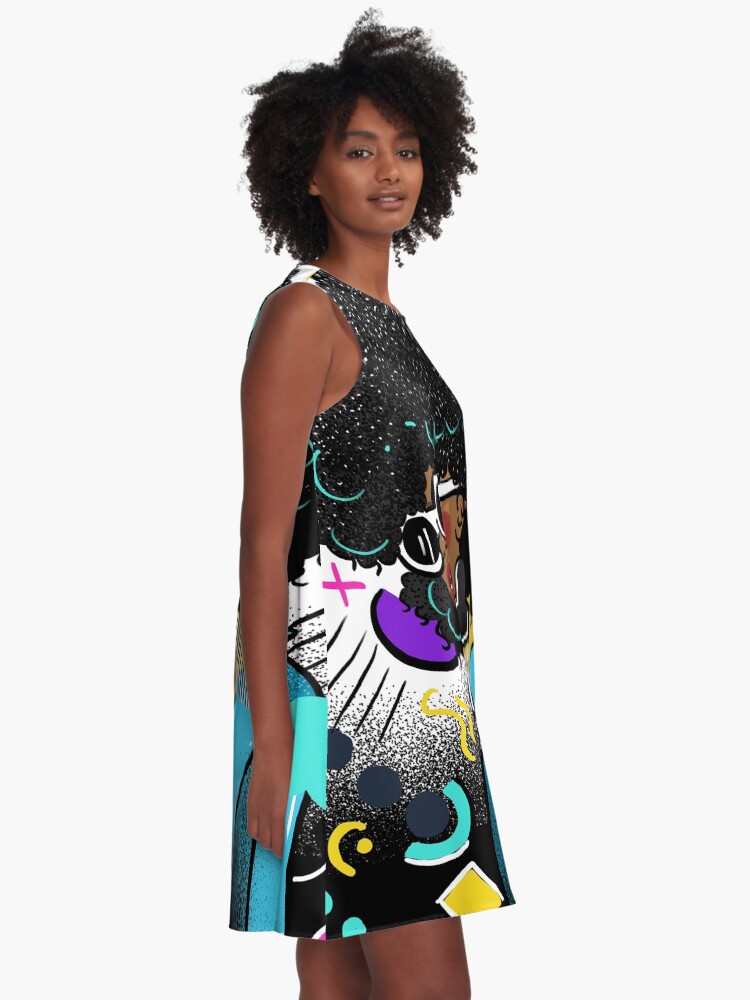 Thumbnail 2 of 4, A-Line Dress, Bright afro designed and sold by jerlyn.