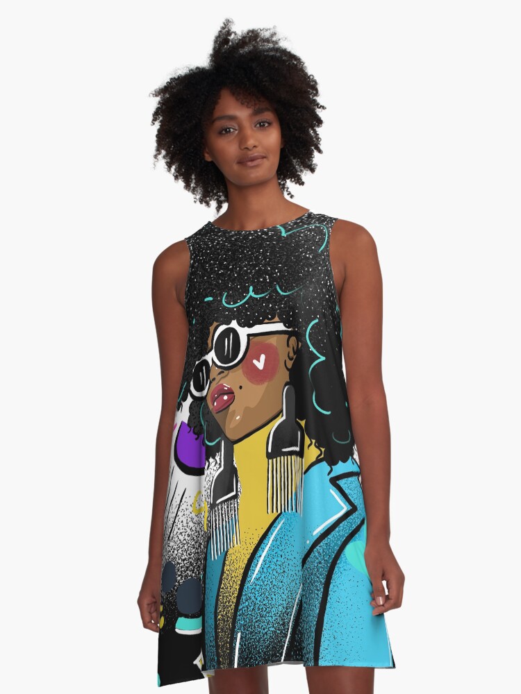 Thumbnail 1 of 4, A-Line Dress, Bright afro designed and sold by jerlyn.