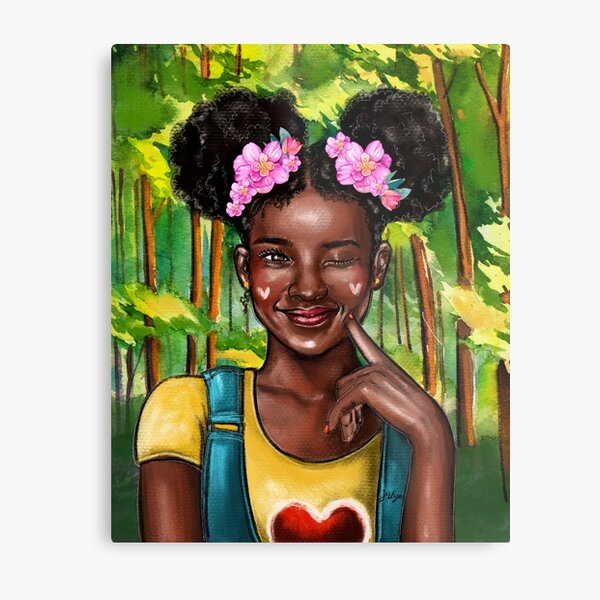 Kid Afro ponytail Metal Print