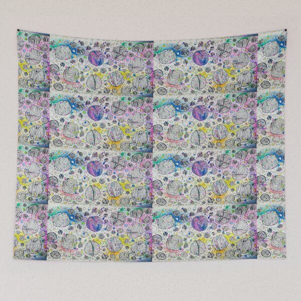 Item preview, fantasy universe - hand drawn mixed media watercolours and ink pens, duvet, covers, comforters, prints canvas and blankets duvet designed and sold by SpiralStairShop.