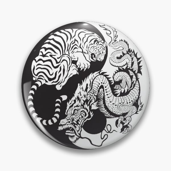Item preview, Chinese Tiger and Dragon | Yin and Yang Design | Line Art designed and sold by offbranddesign.