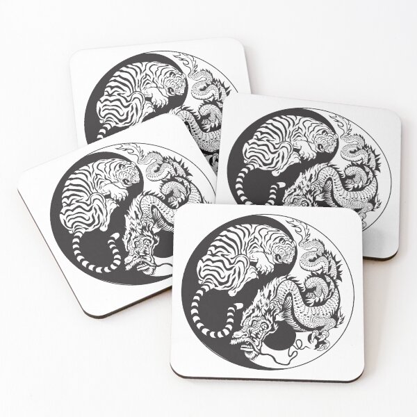Item preview, Chinese Tiger and Dragon | Yin and Yang Design | Line Art designed and sold by offbranddesign.