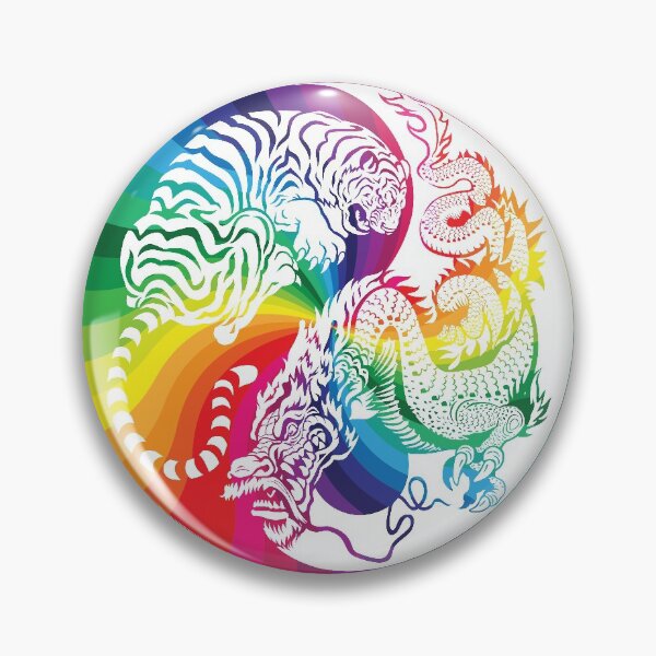 Item preview, Chinese Tiger and Dragon | Yin and Yang Design | Rainbow Swirl designed and sold by offbranddesign.