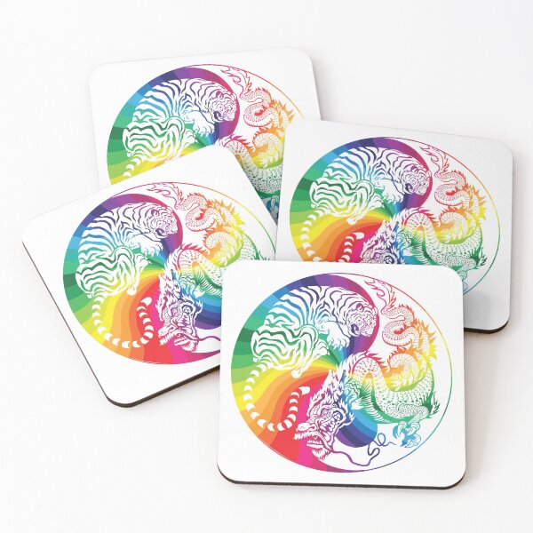 Item preview, Chinese Tiger and Dragon | Yin and Yang Design | Rainbow Swirl designed and sold by offbranddesign.