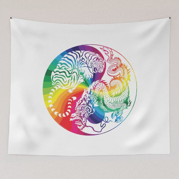 Item preview, Chinese Tiger and Dragon | Yin and Yang Design | Rainbow Swirl designed and sold by offbranddesign.
