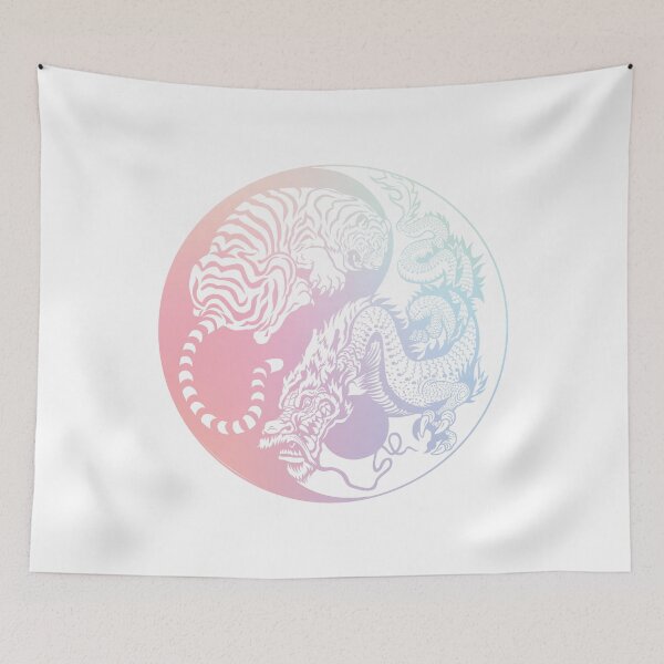 Item preview, Chinese Tiger and Dragon | Yin and Yang Design | Pastel Gradient designed and sold by offbranddesign.