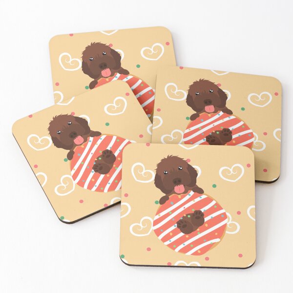 Item preview, Love Chocolate Brown Cockapoo Cavapoo Cavoodle Dog and Donut designed and sold by Lulupainting.