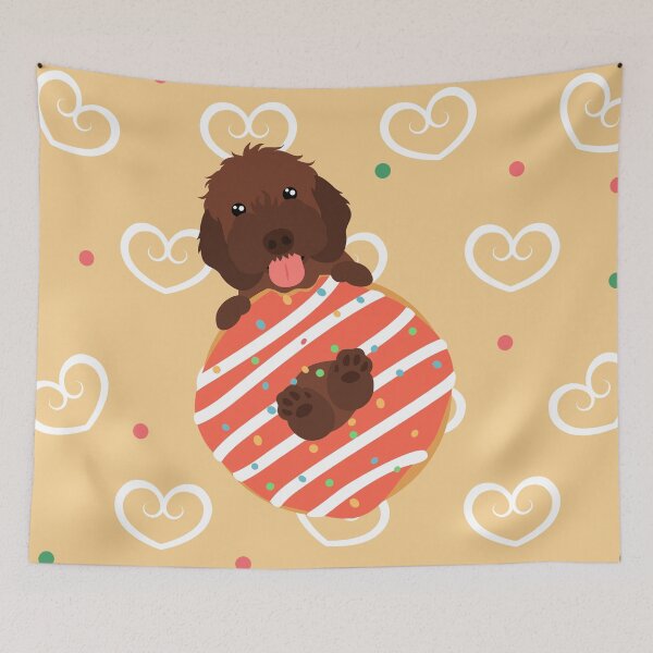 Item preview, Love Chocolate Brown Cockapoo Cavapoo Cavoodle Dog and Donut designed and sold by Lulupainting.