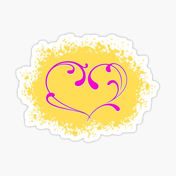 Floral heart in yellow and pink Sticker