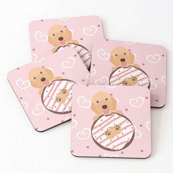 Item preview, Love Apricot Cream Cockapoo Cavapoo Cavoodle Dog and Donut designed and sold by Lulupainting.