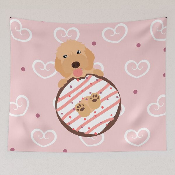Item preview, Love Apricot Cream Cockapoo Cavapoo Cavoodle Dog and Donut designed and sold by Lulupainting.