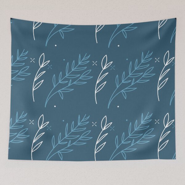 Item preview, Abstract hand-drawn pattern with blue and white twigs   designed and sold by Victoria Riabov.