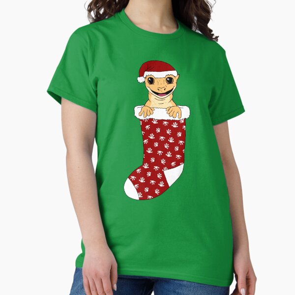 Aperçu de l'œuvre Chaussette de Noël Gecko à crête créée et vendue par EcoElsa.