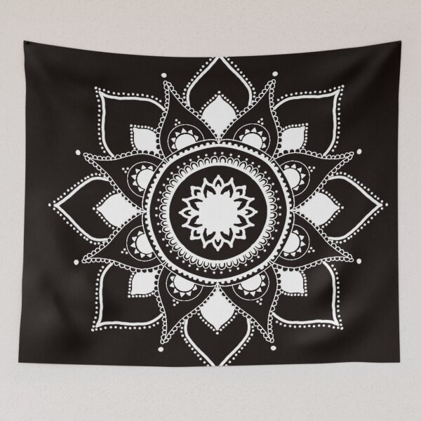 Item preview, Black and white flower mandala designed and sold by Alisha Pinto.