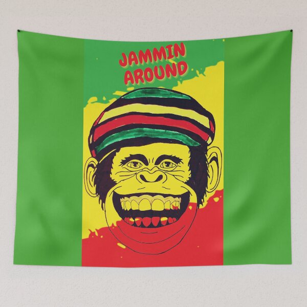 Item preview, Jammin around Jamaican monkey designed and sold by AJSkinnerPrints.