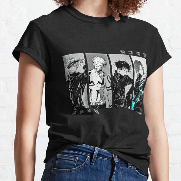 Personnages de Jujutsu Kaisen × Satoru Gojo, Megumi Fushiguro, Yuji Itadori, Nobara Kugisaki T-shirt classique