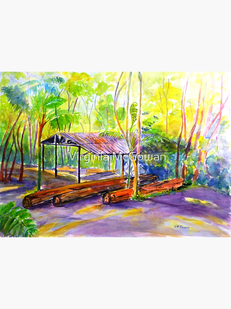 Thumbnail 3 of 3, Sticker, Currumbin , Cougals, Old timber Mill [Watercolour ] designed and sold by ginnymac.
