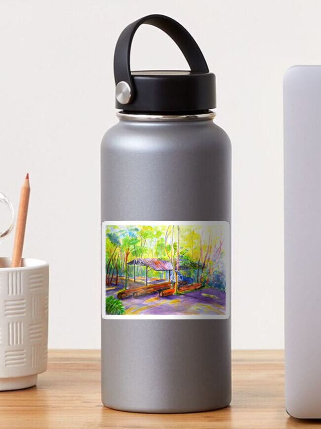 Thumbnail 1 of 3, Sticker, Currumbin , Cougals, Old timber Mill [Watercolour ] designed and sold by ginnymac.