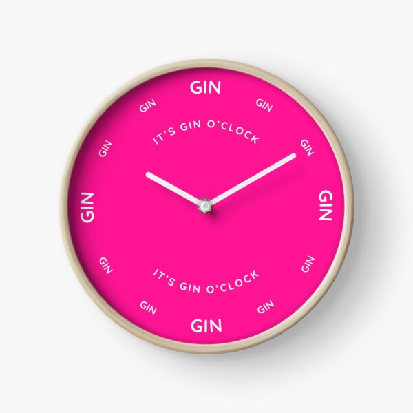 It's Gin O'Clock Deep Pink Clock