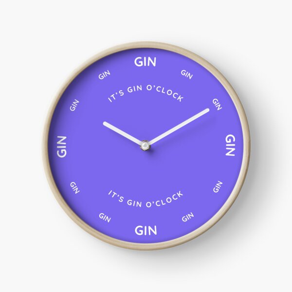 It's Gin O'Clock Slate Blue Clock
