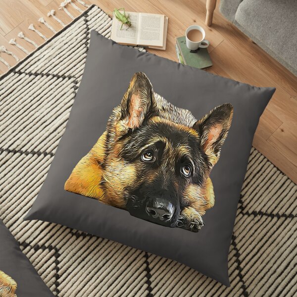 Sweet Adorable Holiday Snow Fall German Shepard Puppy Dog 18" x18" Pillow 