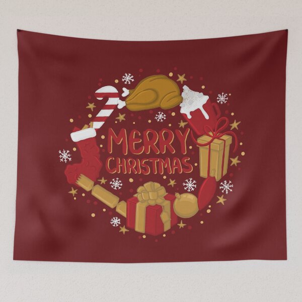 Item preview, Merry Christmas Gifts Turkey Stocking Lettering Digital Illustration designed and sold by AlmightyClaire.