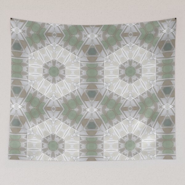 Item preview, Green Peace  Soft White Tiled Surface Pattern Artist Jenny Meehan  designed and sold by Jenny Meehan Art Prints and Patterns  .
