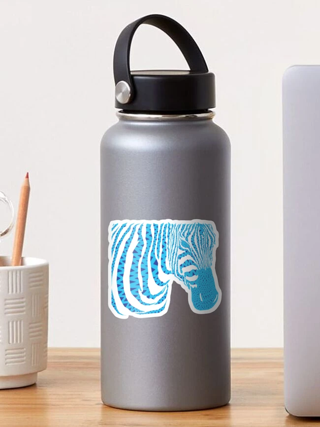 Thumbnail 1 of 3, Sticker, Zebra Pattern with Blue Triangles designed and sold by missmann.