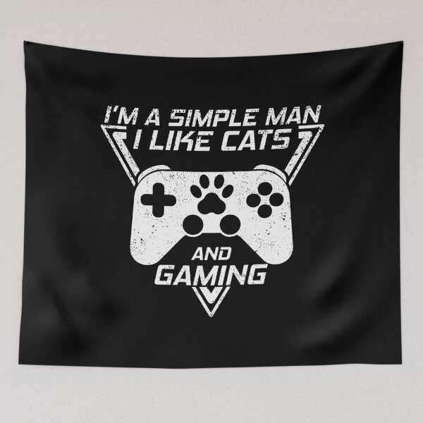 Item preview, I'M A SIMPLE MAN I LIKE CATS AND GAMING, FUNNY GAMER CATS LOVER designed and sold by TheFirstOne.