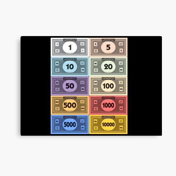 monopoly money stack canvas print for sale by zee09111 redbubble