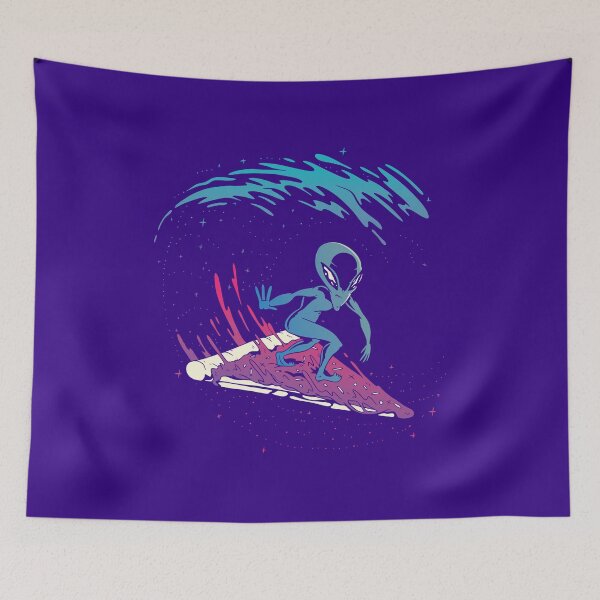 Item preview, Alien surfing on pizza slice in space designed and sold by Piztees.