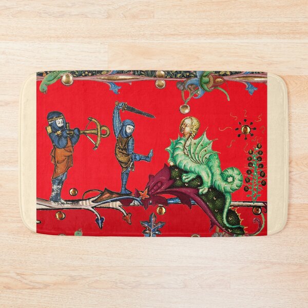Item preview, WEIRD MEDIEVAL BESTIARY  WAR, KNIGHTS COMBATTING AGAINST HYBRID DRAGON IN RED designed and sold by BulganLumini.