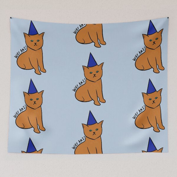 Item preview, Existential crisis cat but with a blue hat designed and sold by JellaDelta.