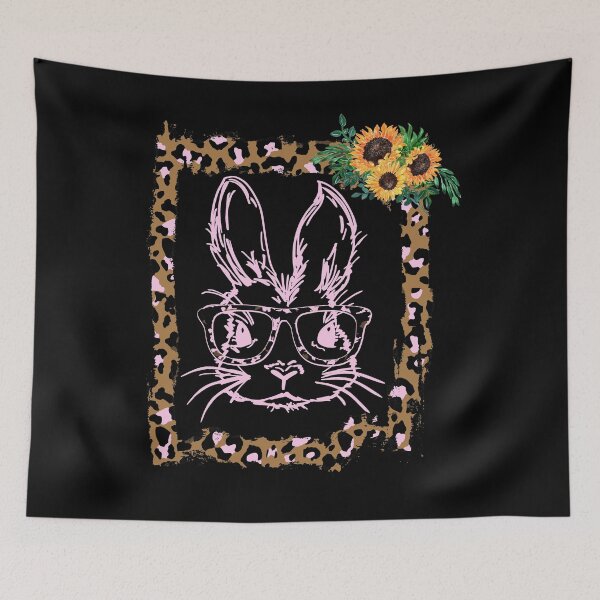 Item preview, pink cute rabbit in leopard skin frame easter bunny spring rabbit, cute bunny wearing glasses designed and sold by GoodyLeo.