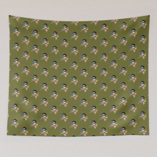 Item preview, Willow tit with pink flowers designed and sold by Ruud van Koningsbrugge.