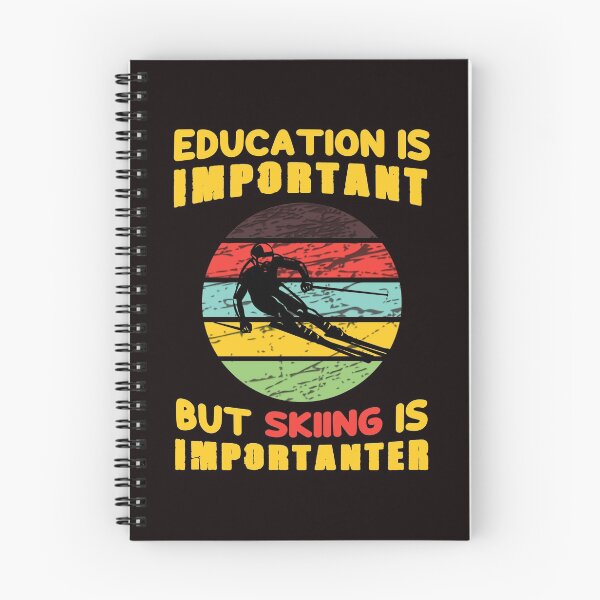 Item preview, Education Is Important But Skiing Is Importanter - Funny Skiing Humor Sunset Retro Skiing Image designed and sold by leo121687.