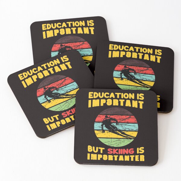 Item preview, Education Is Important But Skiing Is Importanter - Funny Skiing Humor Sunset Retro Skiing Image designed and sold by leo121687.