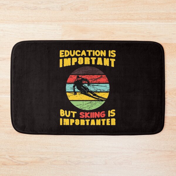 Item preview, Education Is Important But Skiing Is Importanter - Funny Skiing Humor Sunset Retro Skiing Image designed and sold by leo121687.