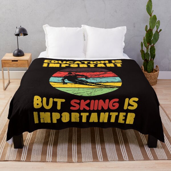 Item preview, Education Is Important But Skiing Is Importanter - Funny Skiing Humor Sunset Retro Skiing Image designed and sold by leo121687.