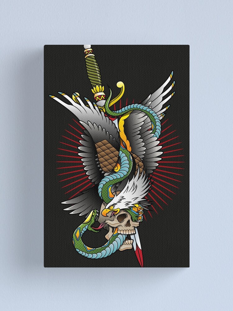 Lienzo «Diseño de tatuaje de águila y serpiente» de satoriartwork |  Redbubble