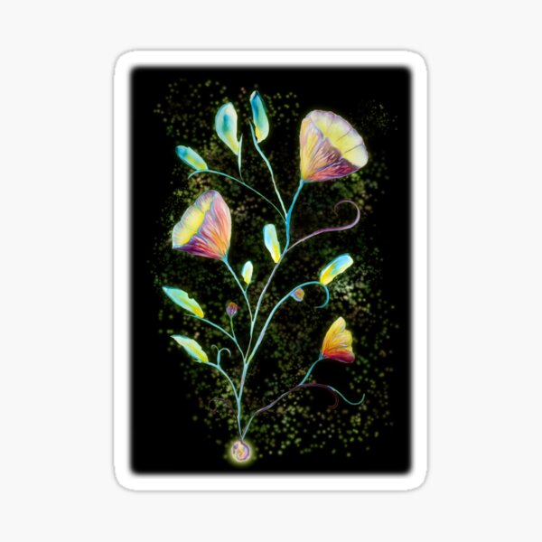 Green flowers in space Sticker
