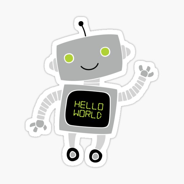 Cute Hello World Programming robot Sticker