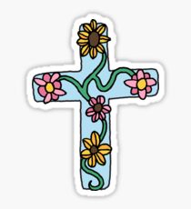 Blumenkreuz - Hand gezeichnete Art Sticker