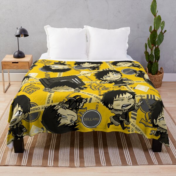 Aperçu de l'œuvre Durarara!! Izaya Orihara chibi throw blanket yellow créée et vendue par angsty-angst.