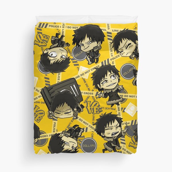 Aperçu de l'œuvre Durarara!! Izaya Orihara chibi throw blanket yellow créée et vendue par angsty-angst.